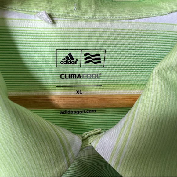Adidas Men's Adult Size XL Polo Golf Climacool Green Polyester Short Sleeve - Picture 8 of 12